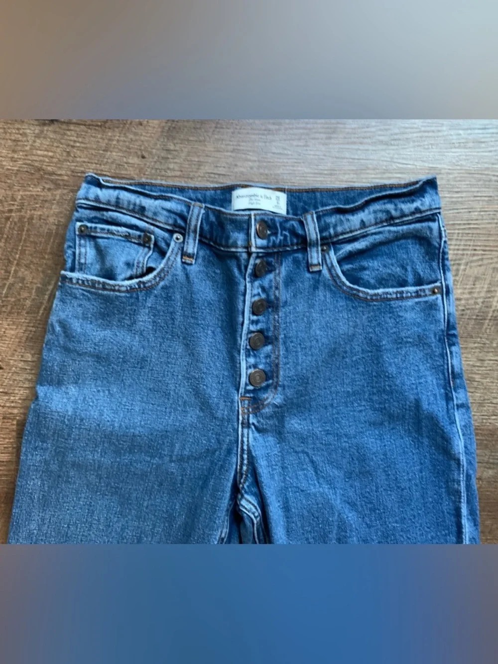Abercrombie & Fitch The Mom high-rise jeans straight leg raw hem sz 28 EUC 6 - Picture 13 of 16